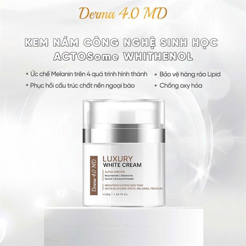 Luxury White Cream 30g - kem nám công nghệ sinh học ACTOSome Whithenol của Derma 4.0 MD